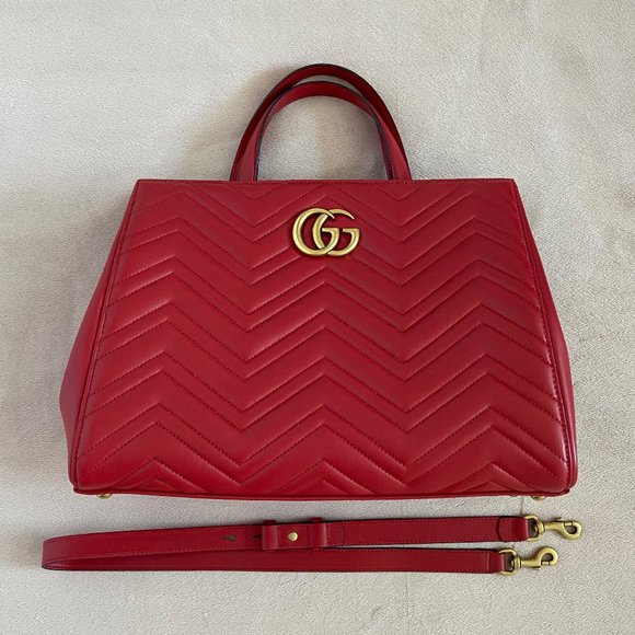 Gucci Handbags - Gucci GG Marmont GG Medium Top Handle bag Chevron